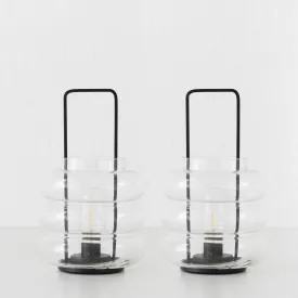 LAGUARDIA GLASS LED LANTERN BUNDLE X2  |  MATTE BLACK