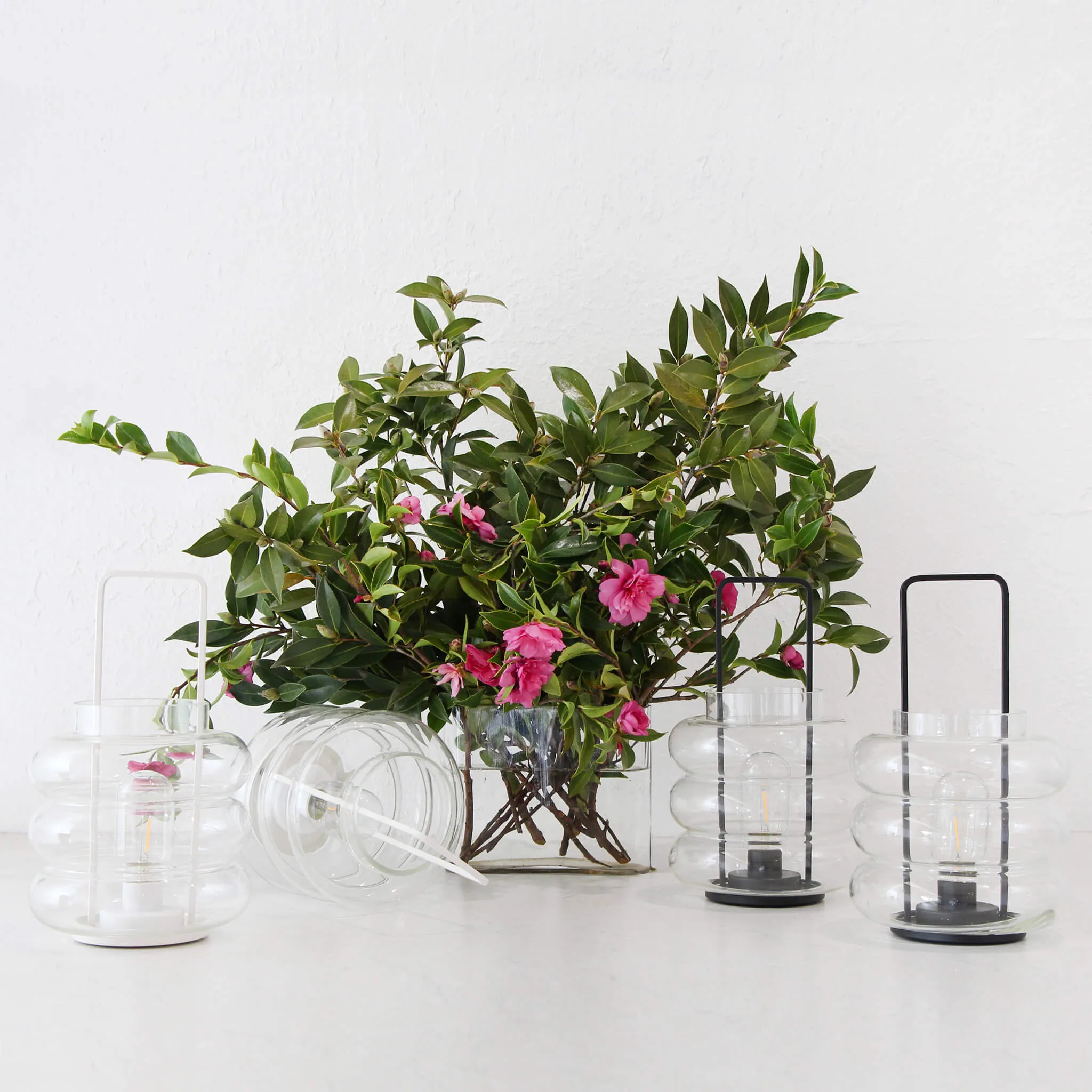 LAGUARDIA GLASS LED LANTERN BUNDLE X2  |  MATTE BLACK