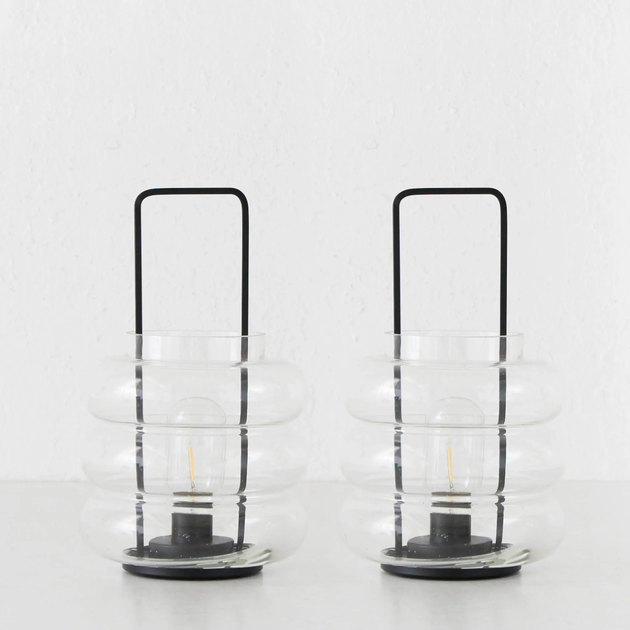LAGUARDIA GLASS LED LANTERN BUNDLE X2  |  MATTE BLACK