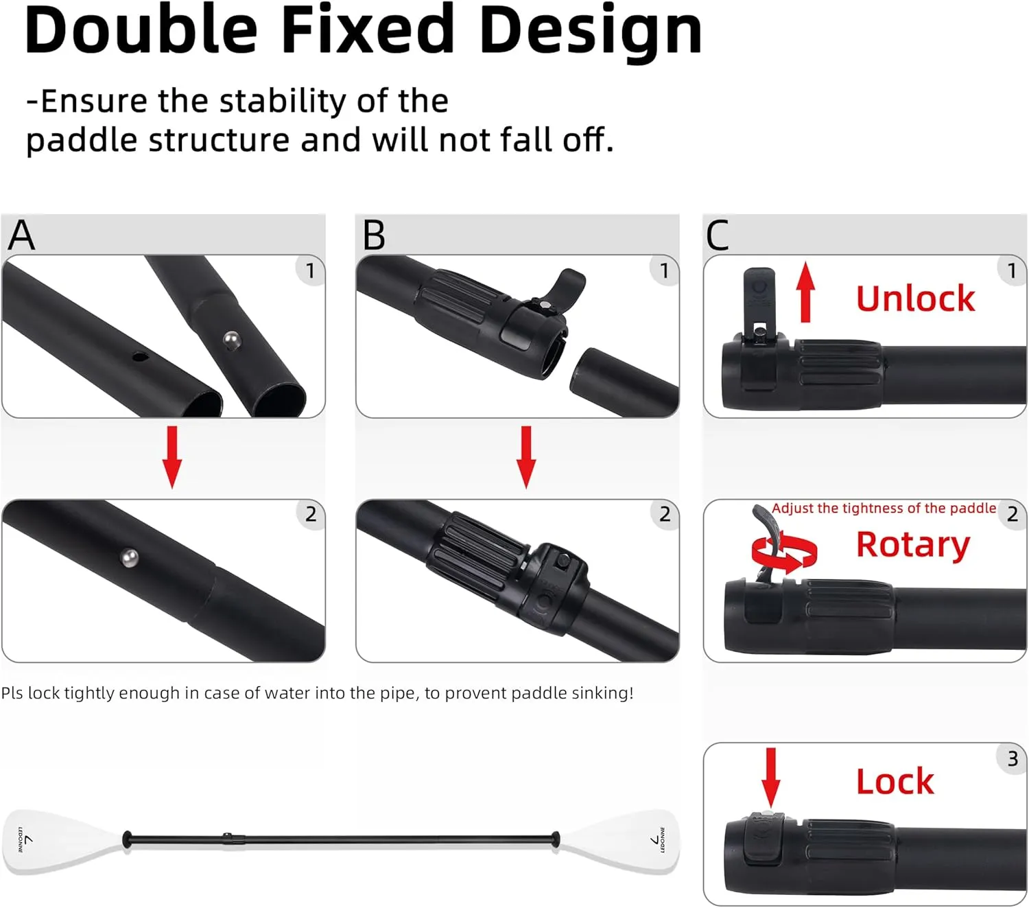 LEDONNE SUP Paddle 4-Piece Adjustable Kayak Paddle Floating Lightweight Paddle Board Oar with Aluminum Alloy Shaft and 2 Nylon Blades Best Price Based on Our 3 Million Sets Per Year 500 bought monthly