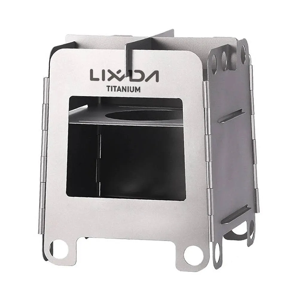 Lixada Portable Camping Titanium Stove Lightweight Folding Wood Burning Stove Pocket Burner Outdoor Picnic Tourist Equipment