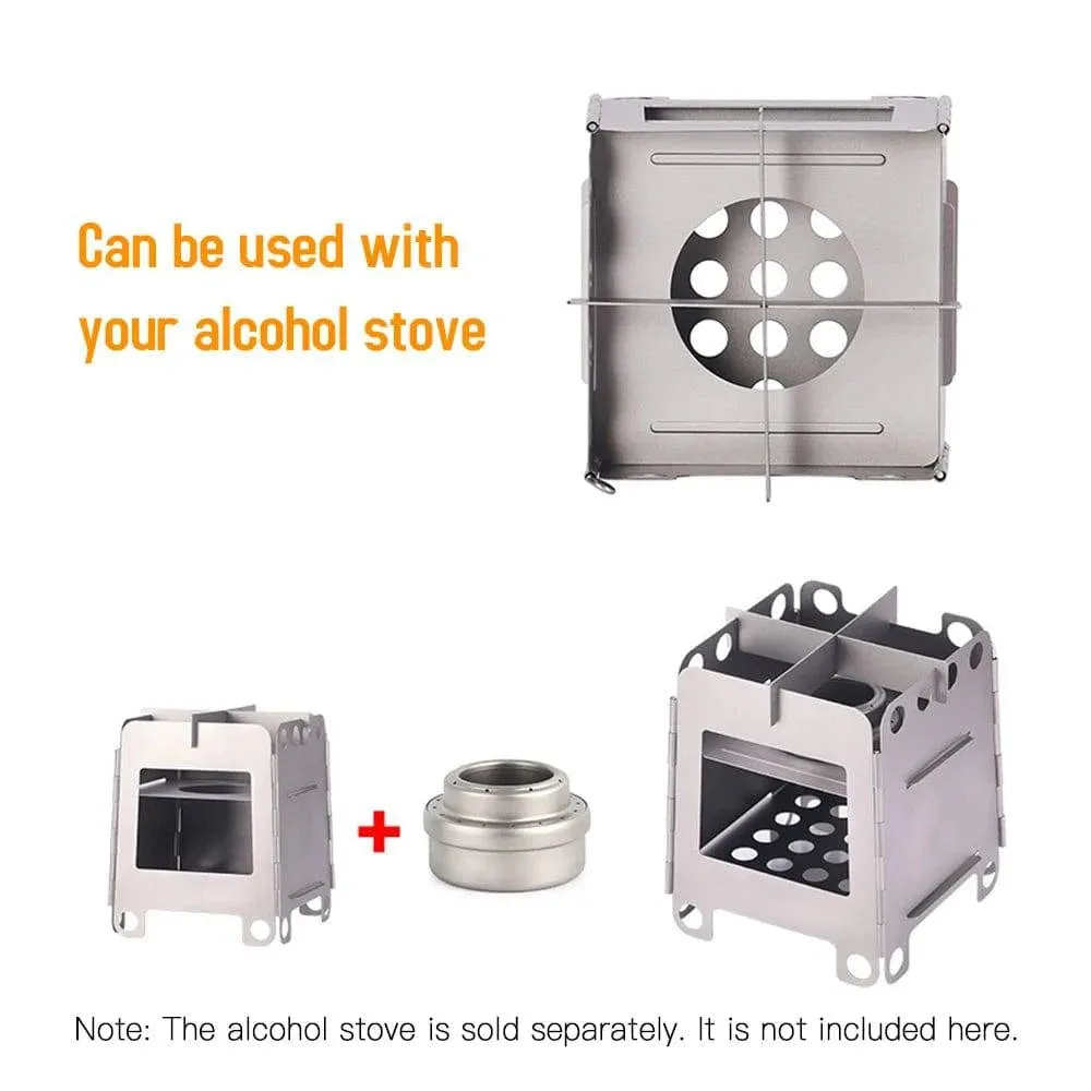 Lixada Portable Camping Titanium Stove Lightweight Folding Wood Burning Stove Pocket Burner Outdoor Picnic Tourist Equipment