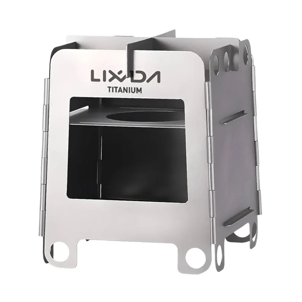 Lixada Portable Camping Titanium Stove Lightweight Folding Wood Burning Stove Pocket Burner Outdoor Picnic Tourist Equipment