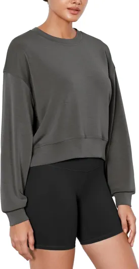ODODOS Modal Soft Long Sleeve Cropped Sweatshirts for Women Oversized Crew Neck Pullover Crop Top ODODOS Modal Soft Long Sleeve Cropped Sweatshirts for Women Oversized Crew Neck Pullover Crop Top