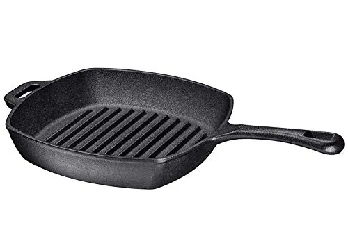 Pre Seasoned Cast Iron 8 Piece Bundle Camping Gift Set, Double Dutch, 16 inch Pizza Pan, 3 Skillets & Square Grill Pan, Camping Cookware Set