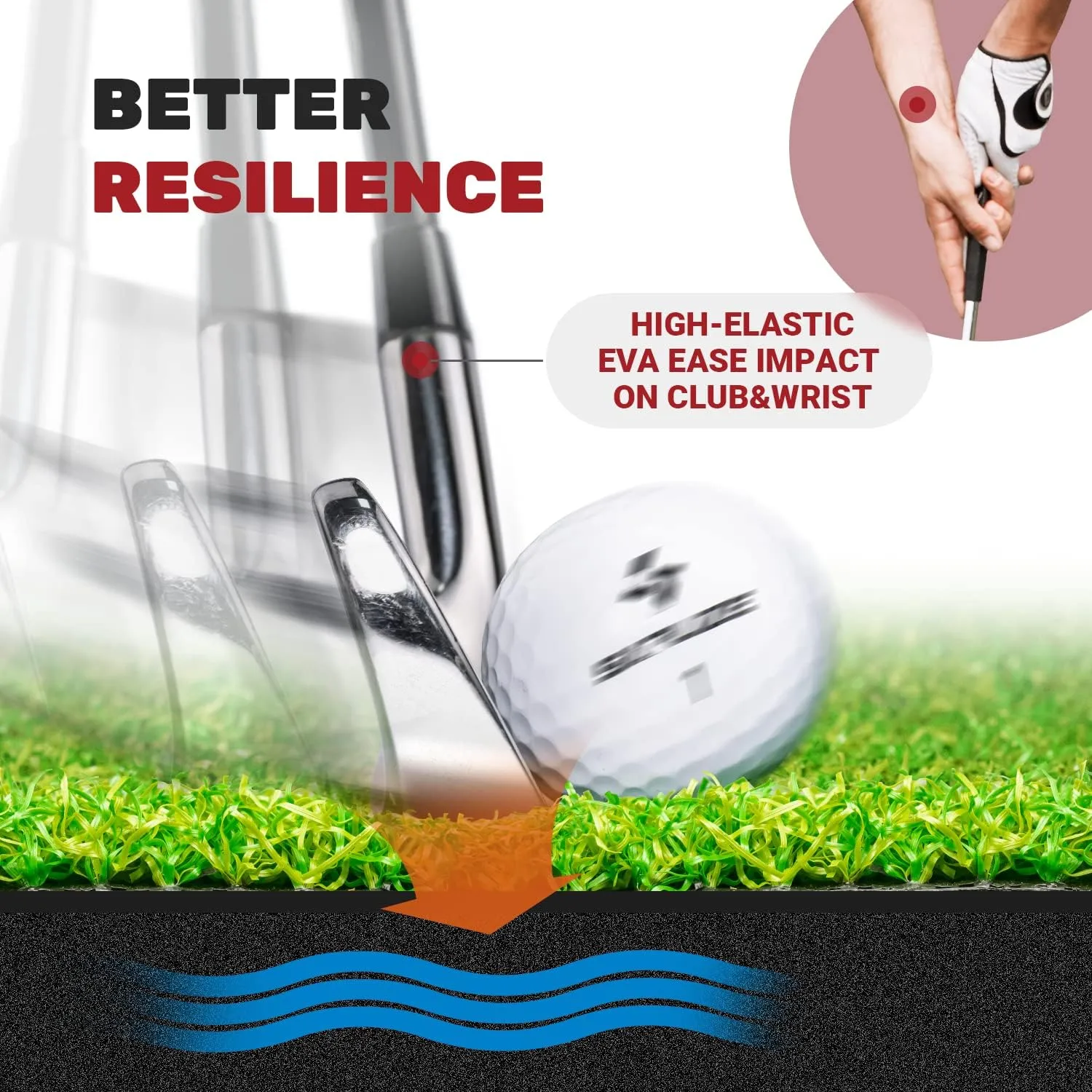 SAPLIZE Foldable Heavy-Duty Golf Hitting Mat, Practice Mat with 10mm EVA Rubber Backing, Larger Size for Indoor/Outdoor Swing and Chipping Practice, Anti-Deformation