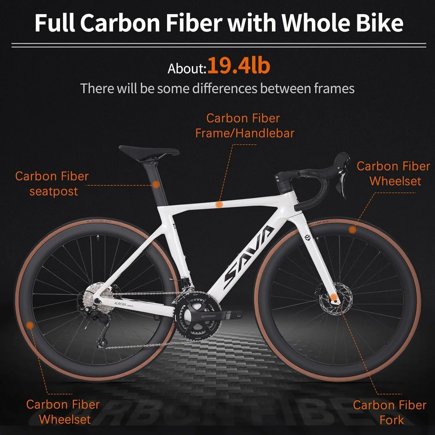 SAVADECK Carbon Fiber Road Bike, Hydraulic Oil Disc Bike with Carbon Fiber Frame and Wheelset, Lightweight Full Carbon Racing Bicycle with Shimano R7120 24S Shift Set for Adults