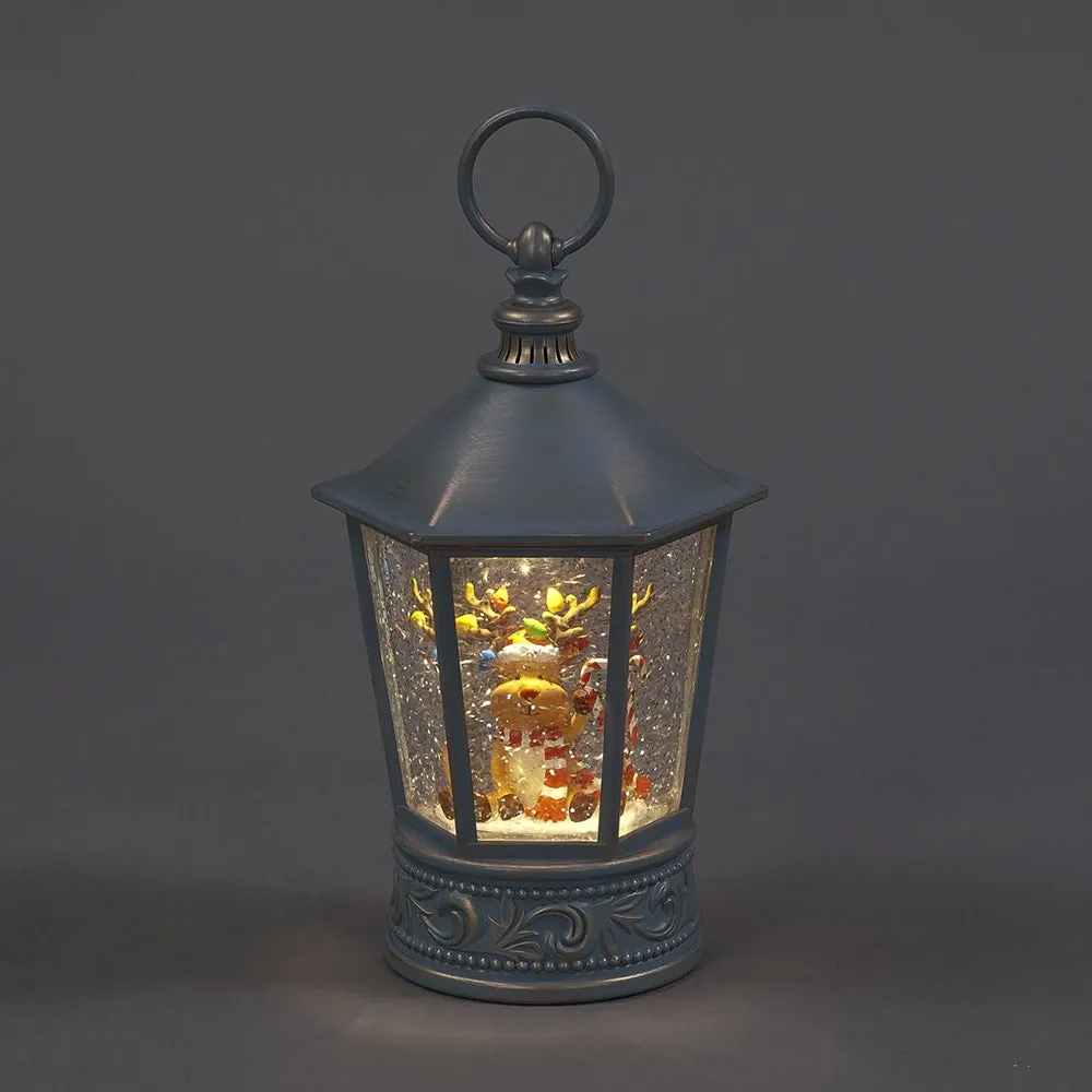 Snowtime B/O LED Water Lantern with Reindeer
