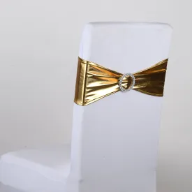 Spandex Chair Sash with Buckle - Gold 5 pieces