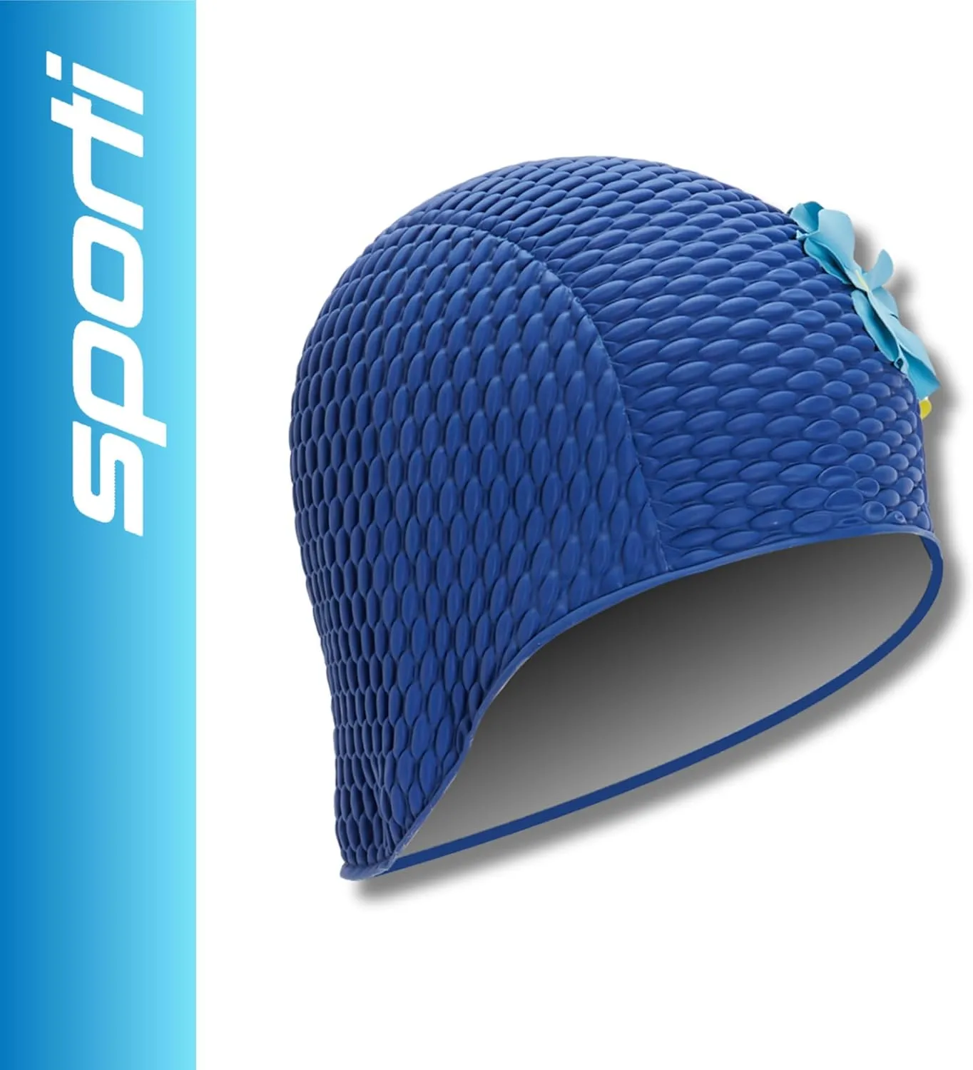 Sporti Bubble Swim Cap, Women Protection Bathing Cap, Anti-Slip Interior Grip, Made from Latex/Rubber & Keep Head Warm