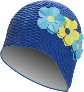 Sporti Bubble Swim Cap, Women Protection Bathing Cap, Anti-Slip Interior Grip, Made from Latex/Rubber & Keep Head Warm