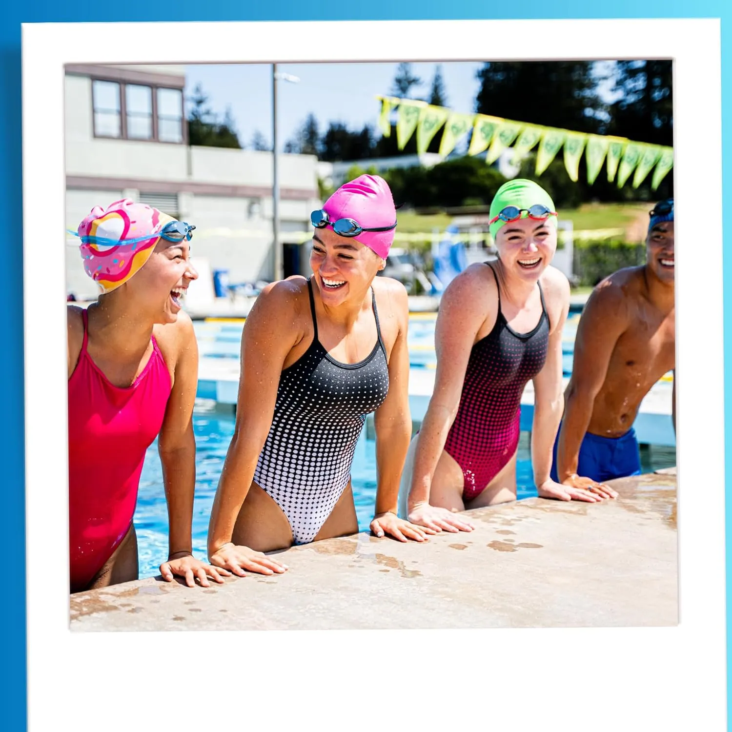 Sporti Bubble Swim Cap, Women Protection Bathing Cap, Anti-Slip Interior Grip, Made from Latex/Rubber & Keep Head Warm