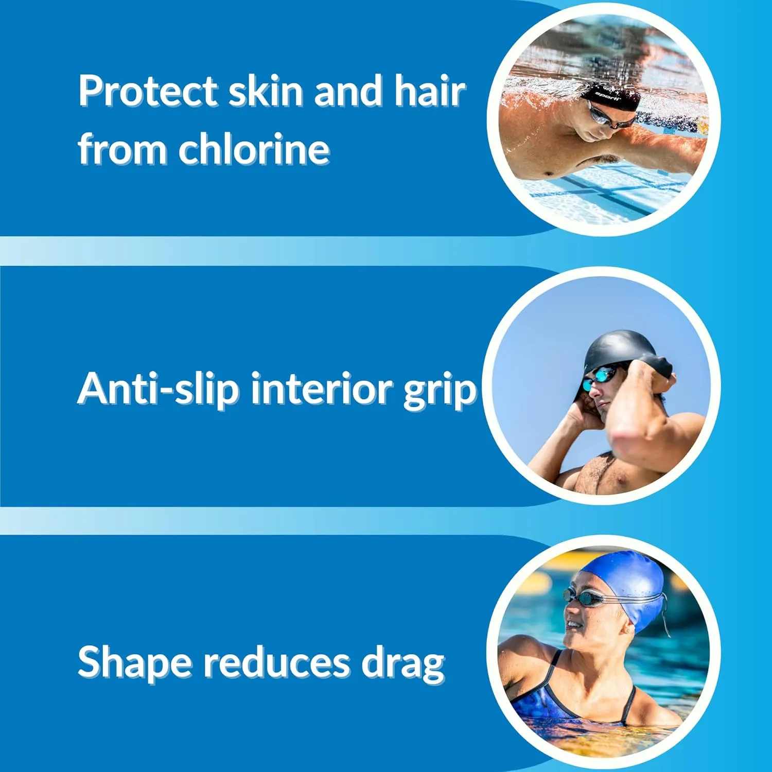 Sporti Bubble Swim Cap, Women Protection Bathing Cap, Anti-Slip Interior Grip, Made from Latex/Rubber & Keep Head Warm