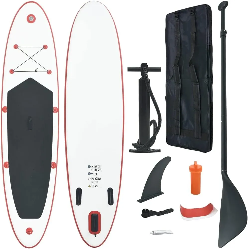 Stand Up Paddle Board Set SUP Surfboard Inflatable Red and White,Paddleboards-25.74lbs