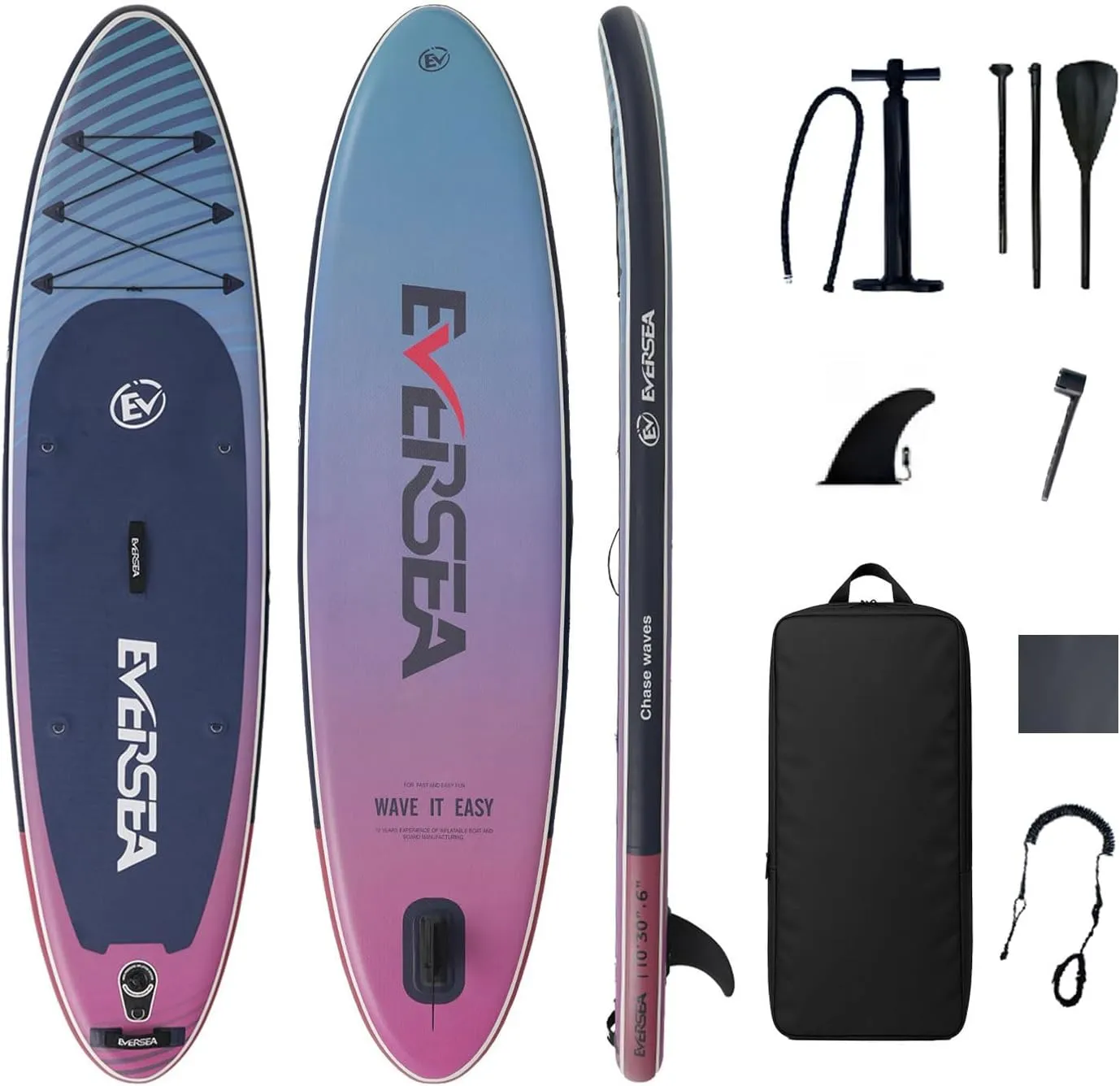 Stand-Up Paddle Boards, 10 ft Inflatable Paddle Board with SUP Accessories, Non-Slip Comfort EVA Deck, Dual PVC Layer, Cosmic Tide Basic All-Around Stable Wide Paddleboard for Youth & Adults