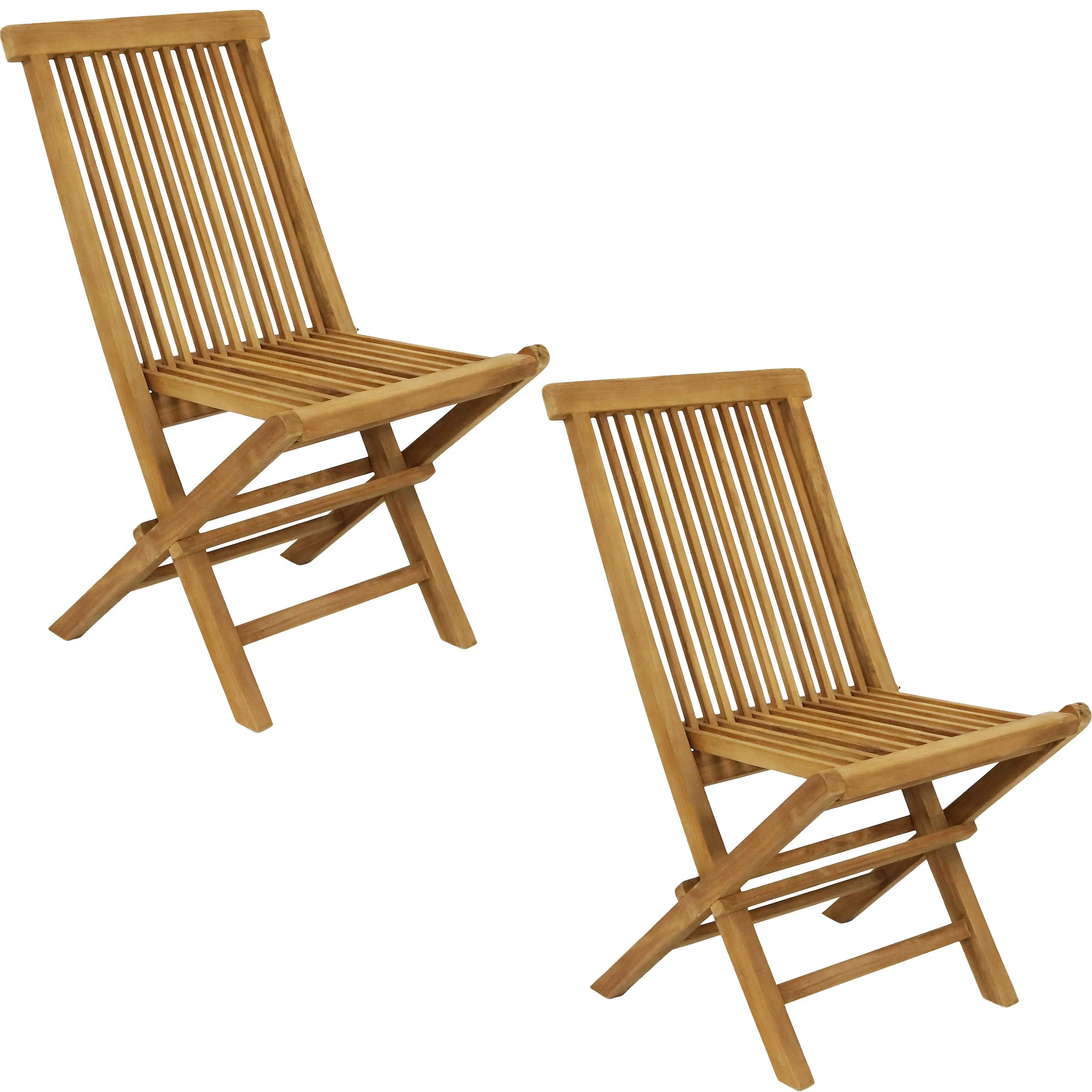 Sunnydaze Hyannis Teak Outdoor Folding Patio Chair with Slat Back