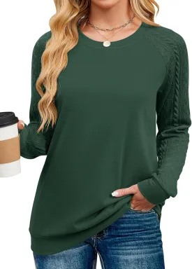 Sweatshirts for Women Crewneck Cable Knit Long Sleeve Sweaters Lightweight Loose Tops 2025 Sweatshirts for Women Crewneck Cable Knit Long Sleeve Sweaters Lightweight Loose Tops 2025