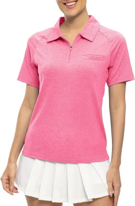 TBMPOY Women's Golf Polo Shirts Short Sleeve UPF 50  Dry Fit Athletic Tennis T-Shirts Zip Up Athletic Sports Shirt TBMPOY Women's Golf Polo Shirts Short Sleeve UPF 50  Dry Fit Athletic Tennis T-Shirts Zip Up Athletic Sports Shirt