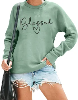 UNIQUEONE Blessed Sweatshirt for Women Letter Print Lightweight Thanksgiving Pullover Tops Blouse UNIQUEONE Blessed Sweatshirt for Women Letter Print Lightweight Thanksgiving Pullover Tops Blouse