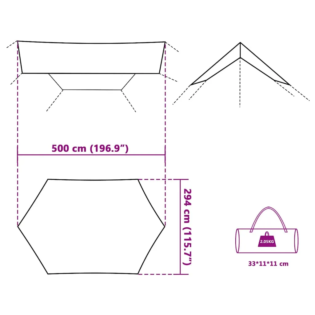 vidaXL Camping Tarp Green 500x294 cm Waterproof