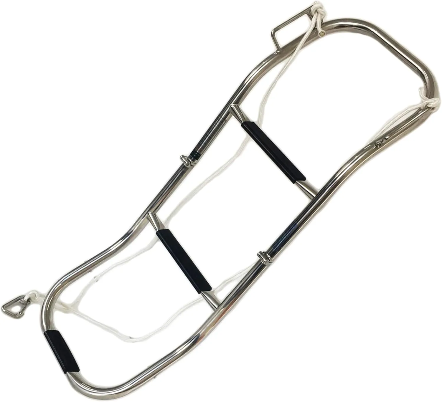 Vinland Marine 3 Step Inflatable Boat Ladder, 304 Stainless Steel, 300 lbs Capacity, for Inflatable Dinghy, Pontoon Boat, Rope Ladder Alternative, with 6' Rope Lanyard and Spring-Loaded Carabiner