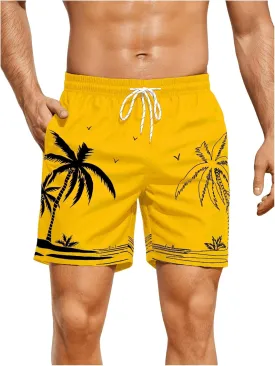 WDIRARA Men's Color Block Beach Shorts Summer Swim Shorts with Drawstring and Pockets