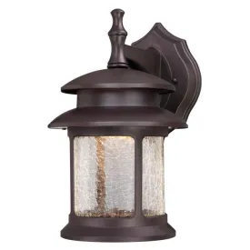 Westinghouse 6400400 1 Light LED Wall Lantern Oil Rubbed Bronze Finish with Crackle Glass